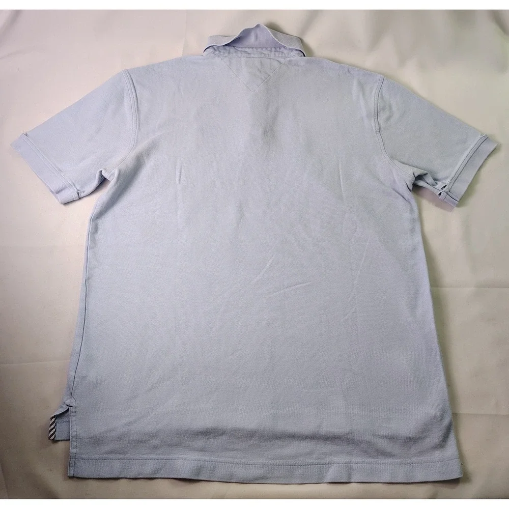 Tommy Hilfiger Polo Shirt Mens Large L Blue Pique Short Sleeve Casual Prep
